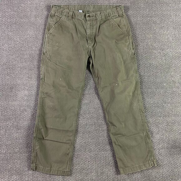 Carhartt B324 ARG Pants Men's 38 x 30 Fits 37.5 x 29 Green Canvas Carpenter - Picture 1 of 16